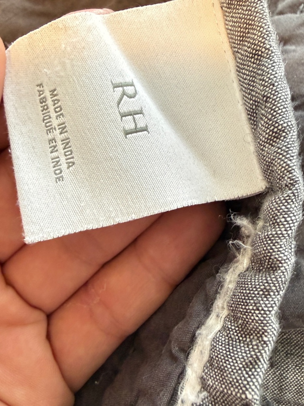 Restoration Hardware Gray Waffle-Texture Quilt - Picture 4 of 5